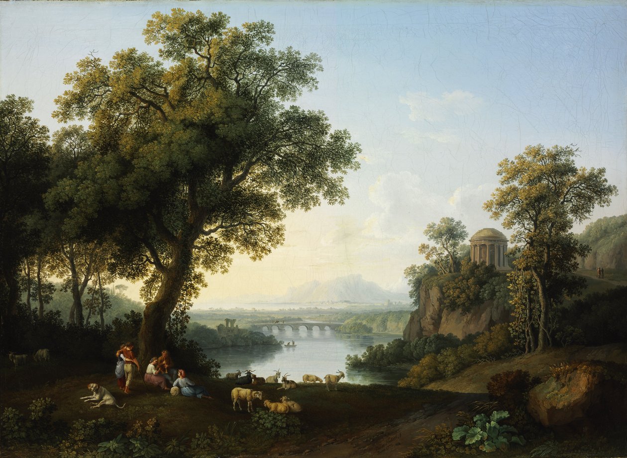 Riverside Landscape av Jacob Philipp Hackert