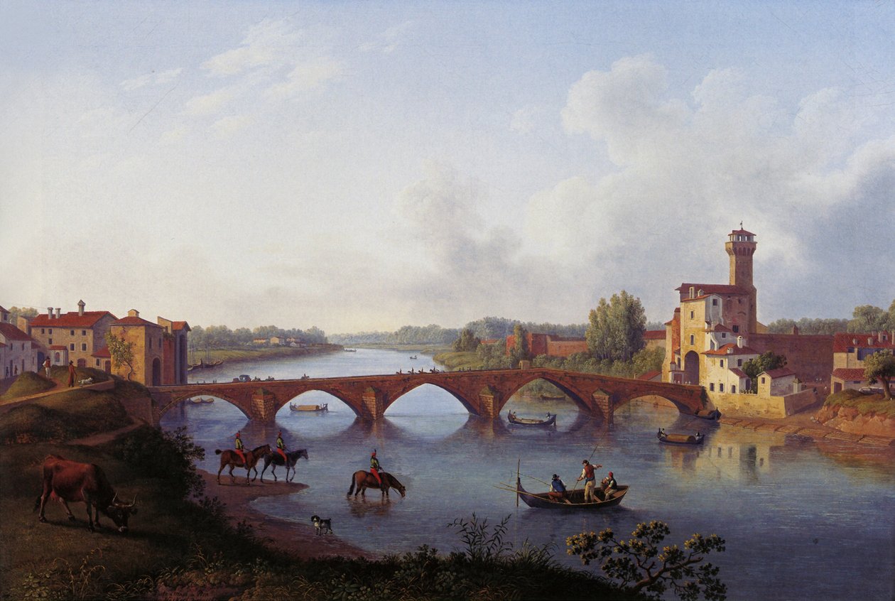 Ponte a Mare i Pisa av Jacob Philipp Hackert