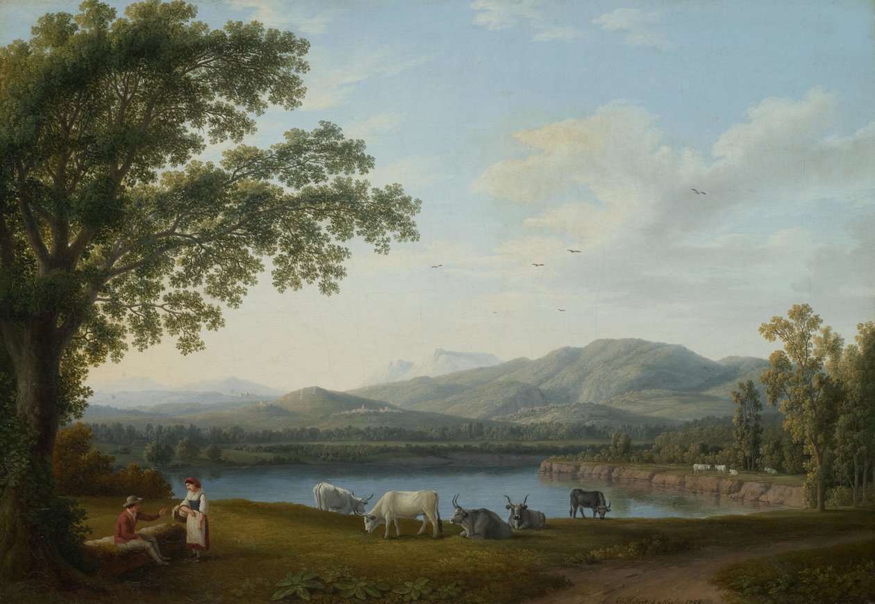 Utsikt över Sele och massivet Monti Alburni

Originaltitel Blick auf den Sele und das Massiv der Monti Alburni av Jacob Philipp Hackert