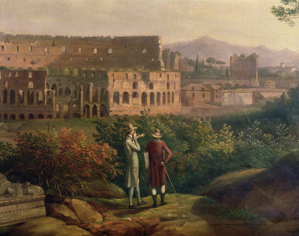 Johann Wolfgang von Goethe (1749-1832) besökte Colosseum i Rom, ca 1790 av Jacob Philippe Hackert