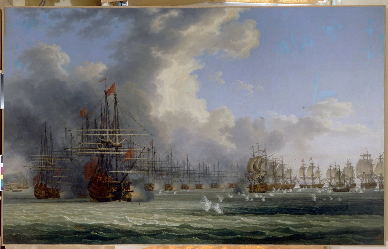 Slaget vid Chesma (Turkiet). Början av striderna den 5 juli 1770 (Slaget vid Chesma. Början av kampen den 5 juli 1770). Efter Orlovs revolt (1769) och föregångaren till det grekiska frihetskriget (1821-1829), utkämpade den ryska flottan av Jacob Philippe Hackert