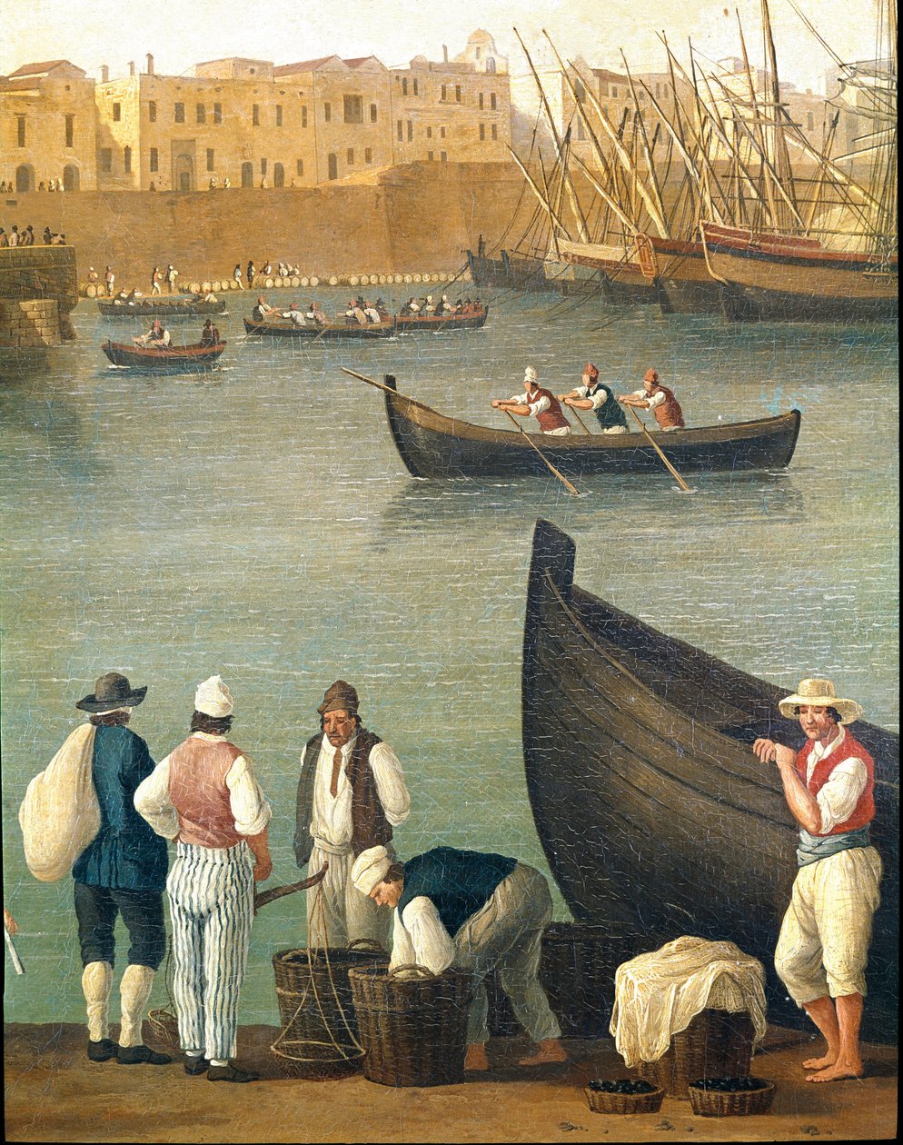 Musselfiskare från Monopoli, Puglia, Italien (Musselfiskare i Monopoli) Målning av Jacob Philipp Hackert dit Hackert d