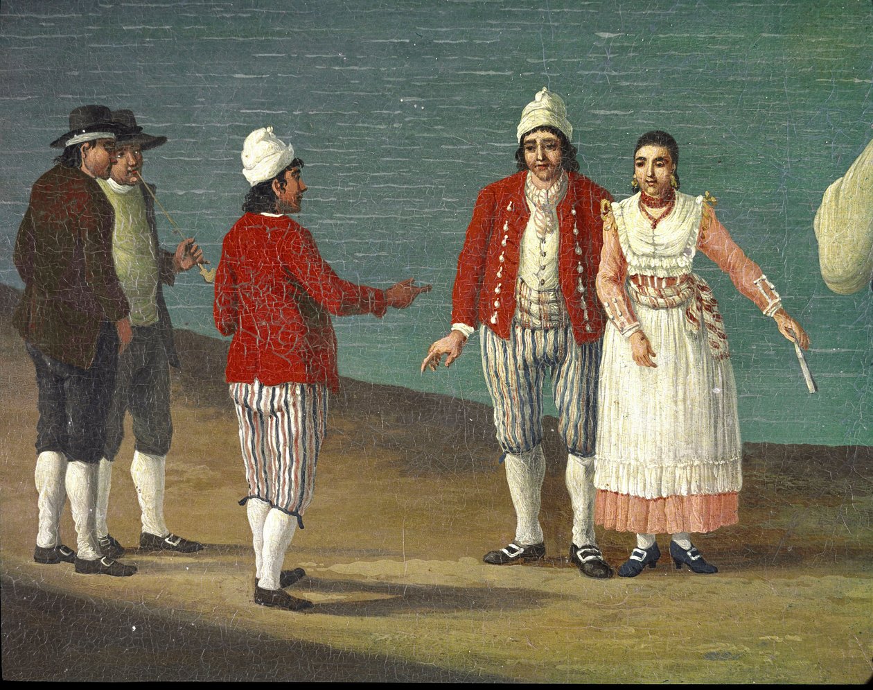 Människor från Gallipoli, Apulien, Italien (Människor från Gallipoli) Målning av Jacob Philipp Hackert dit Hackert d