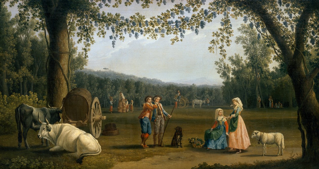 De kungliga prinsarna vid skörden på Carditello Estate av Jacob Philippe Hackert