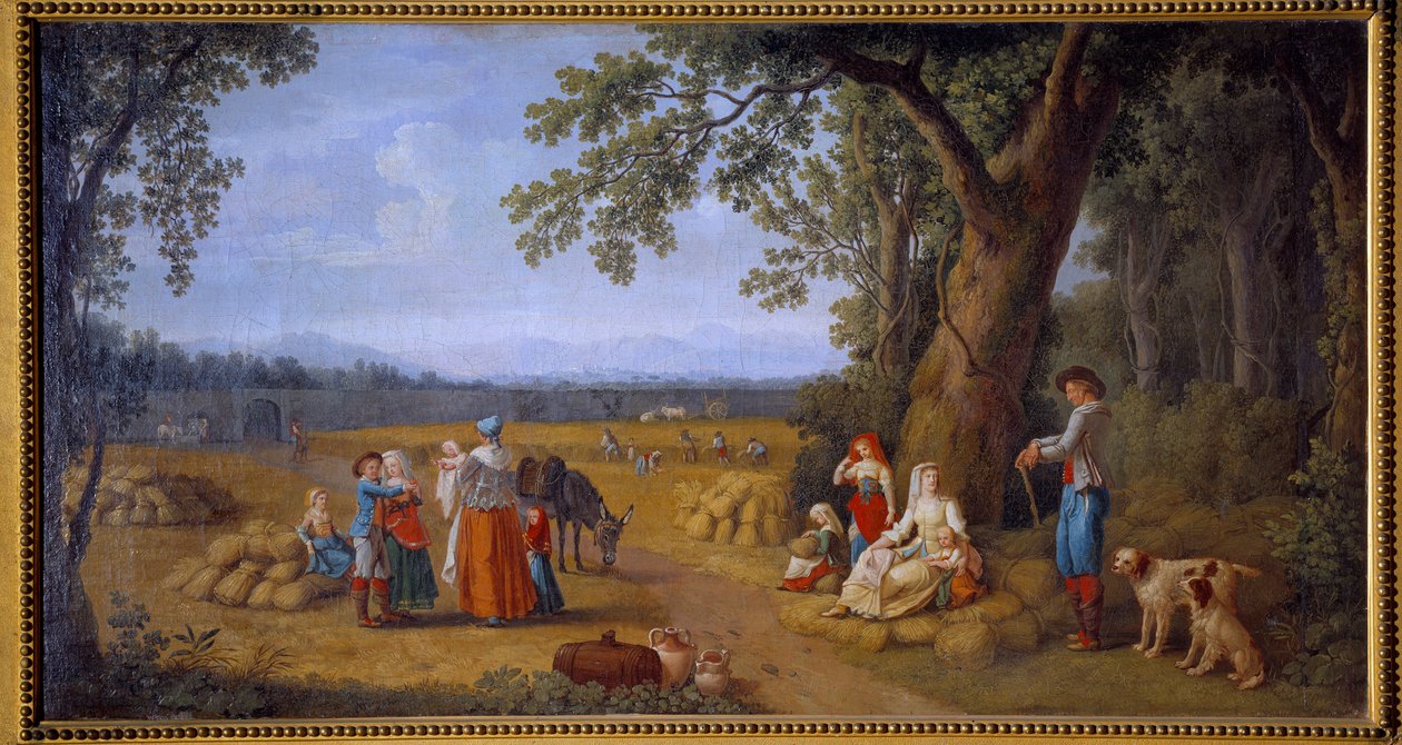 Skörden vid Carditello nära Caserta Målning av Jacob Philipp Hackert dit Hackert d