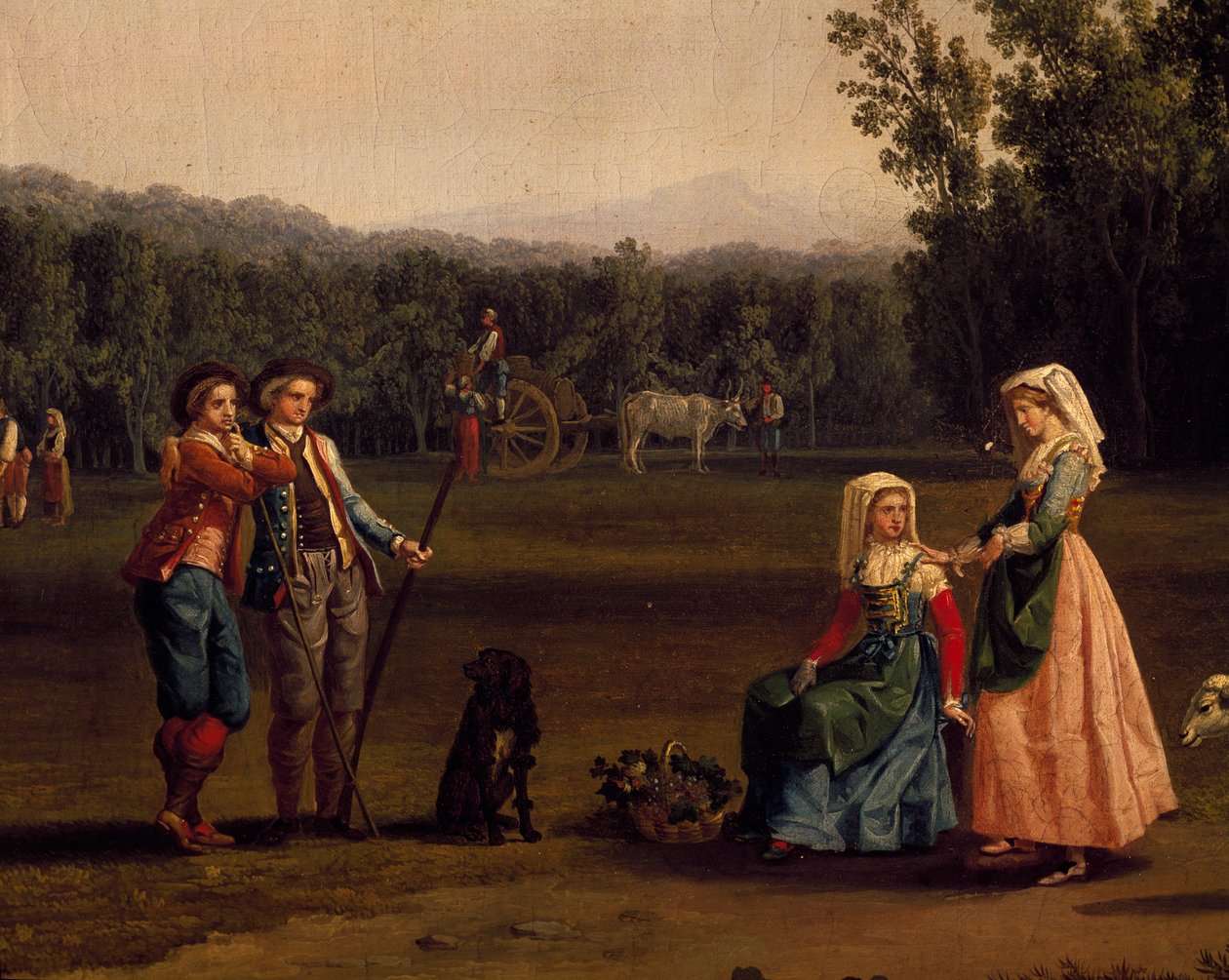 Resa till Caserta kungliga gods (olja på duk) av Jacob Philippe Hackert