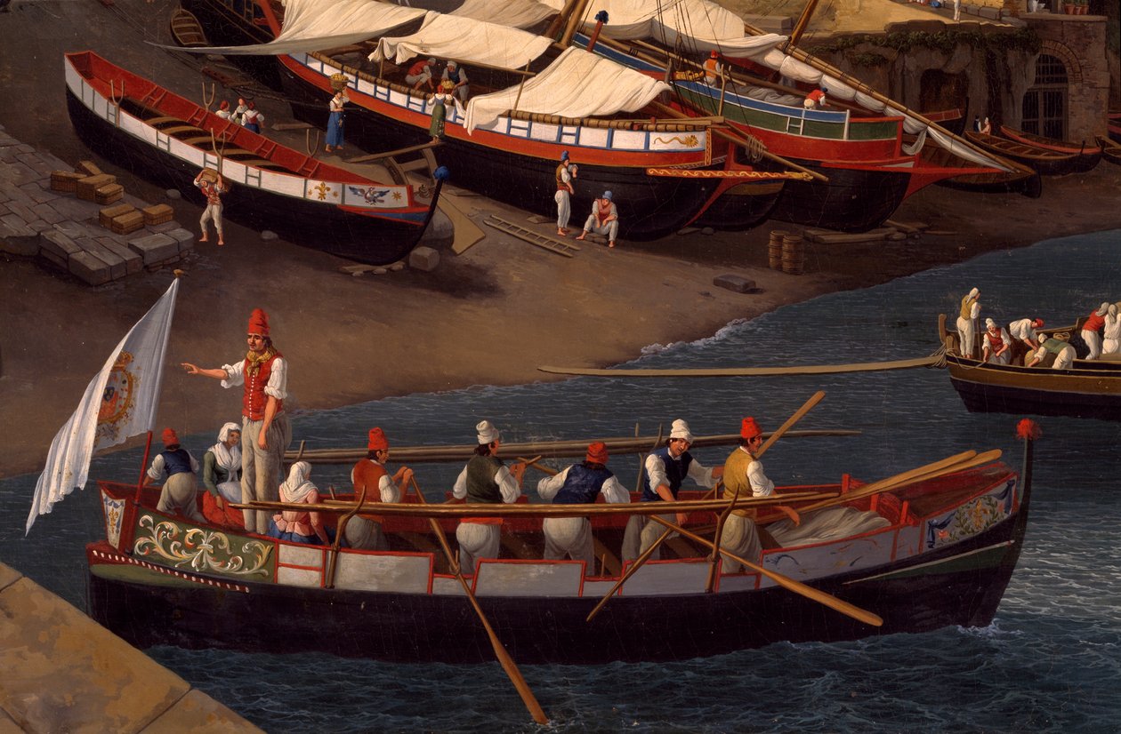 Utsikt över den lilla småbåtshamnen i Sorrento av Jacob Philippe Hackert