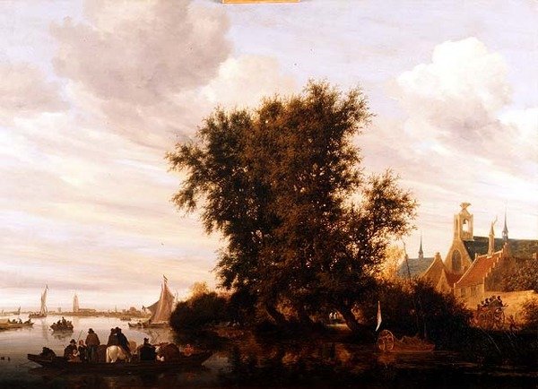 Maas nära Gorkum av Jacob Salomonsz. (circle of) Ruysdael