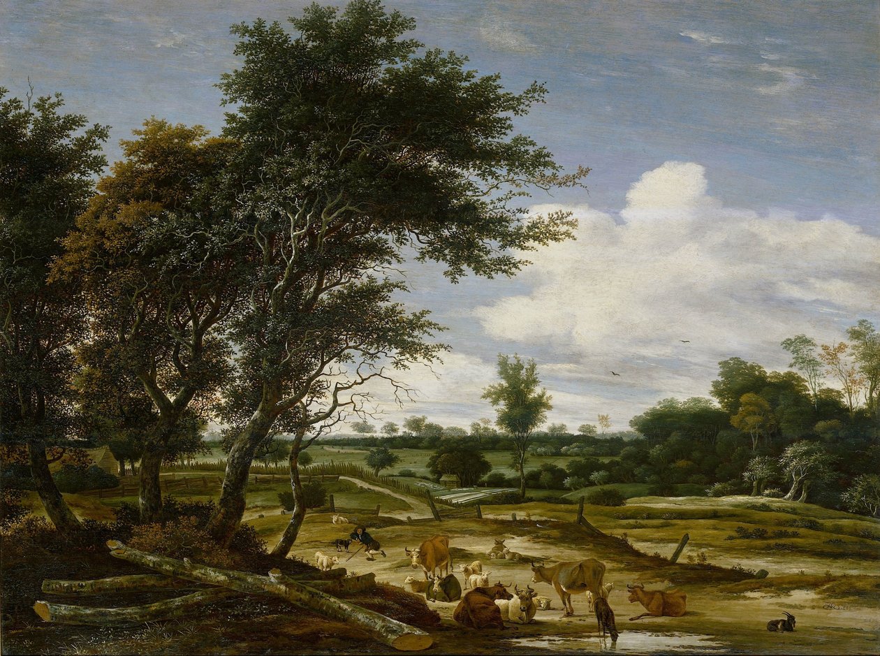 Landskap med herdar och boskap av Jacob Salomonsz. van Ruysdael