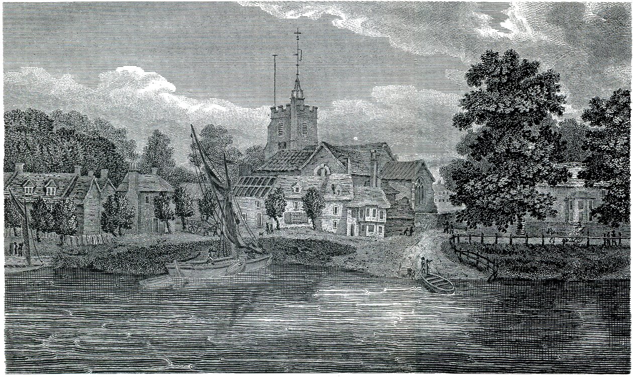 Gravyr St Nicholas Church Chiswick av Schnebbelie 1807 av Jacob Schnebbelie