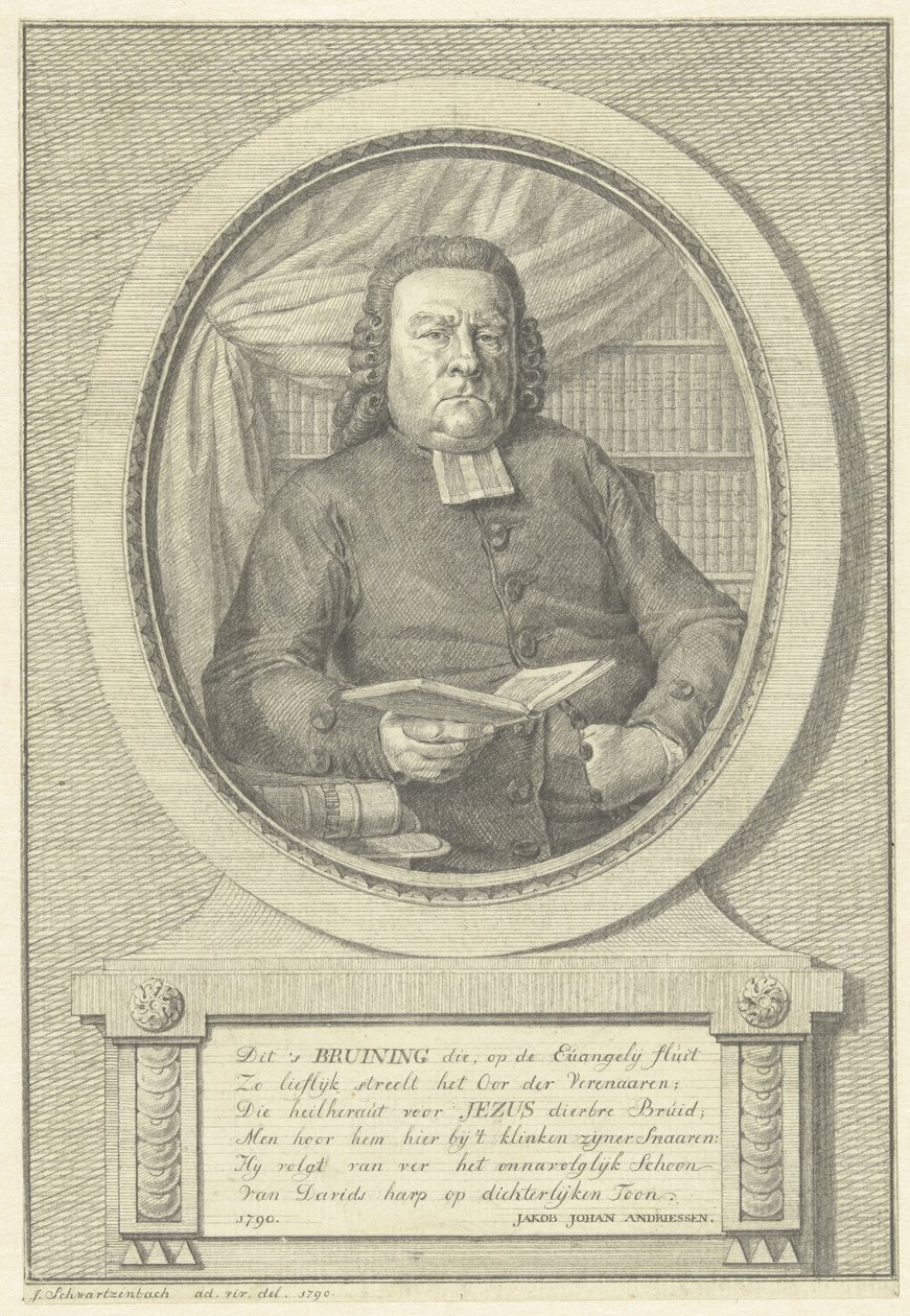 Porträtt av Hermanus Adrianus Bruining av Jacob Schwartzenbach