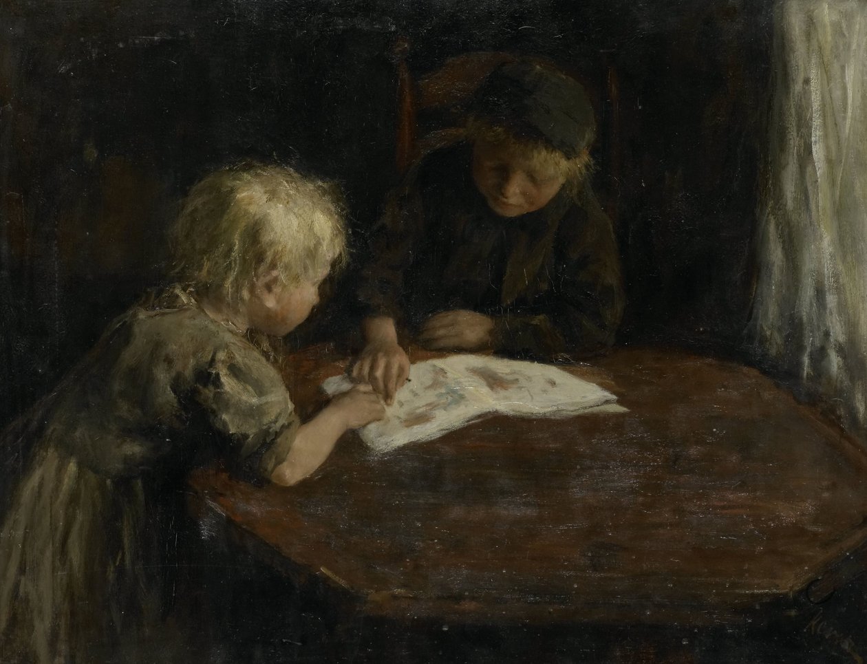 Barn med en bilderbok av Jacob Simon Hendrik Kever