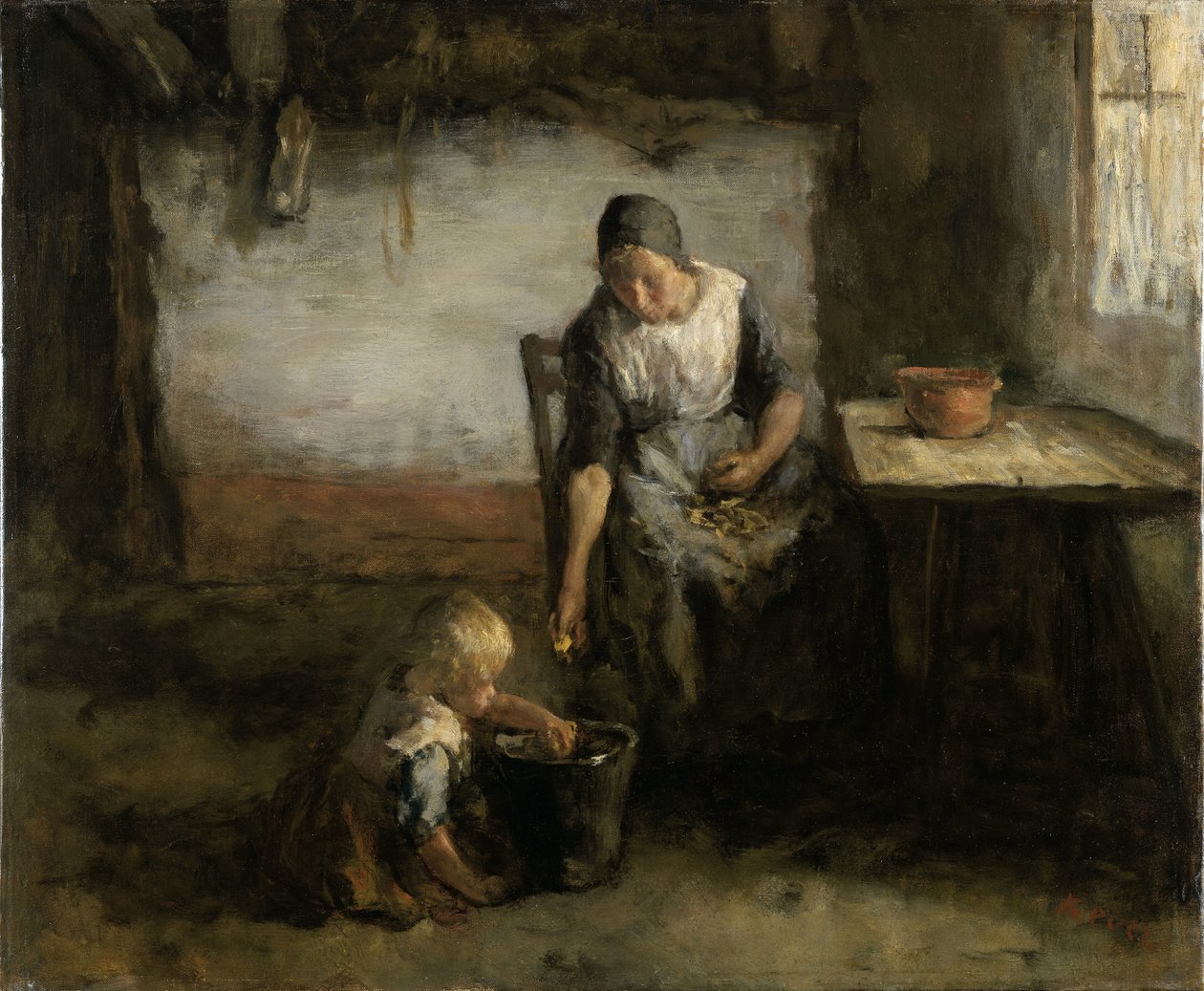 Kvinna som skalar potatis av Jacob Simon Hendrik Kever