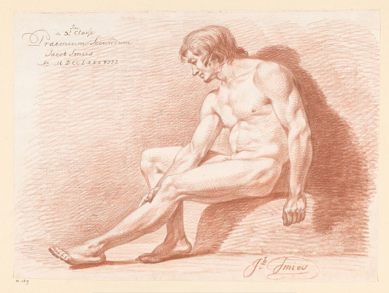 Sittande man naken, från sidan (2:a pris 1788) av Jacob Smies
