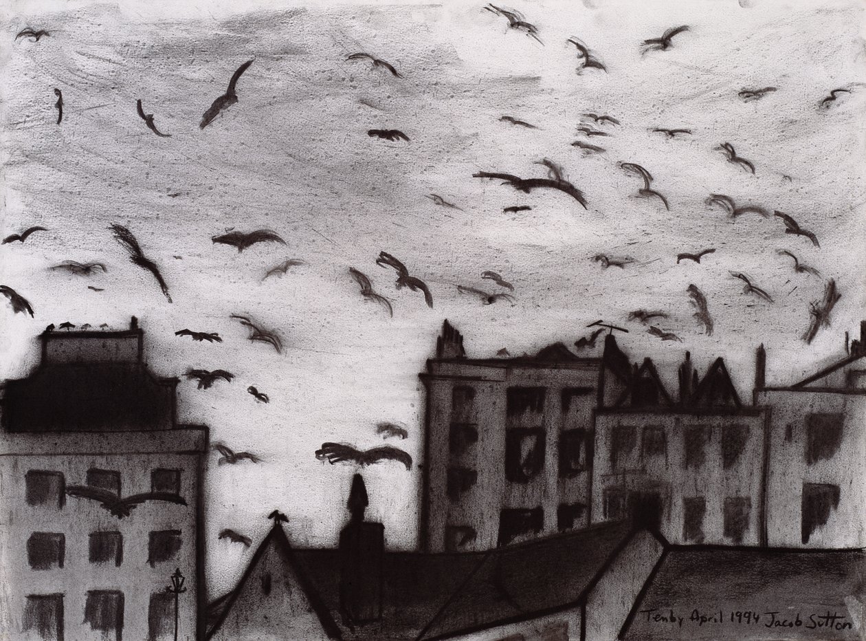 Tenby, 1994 (kol på papper) av Jacob Sutton