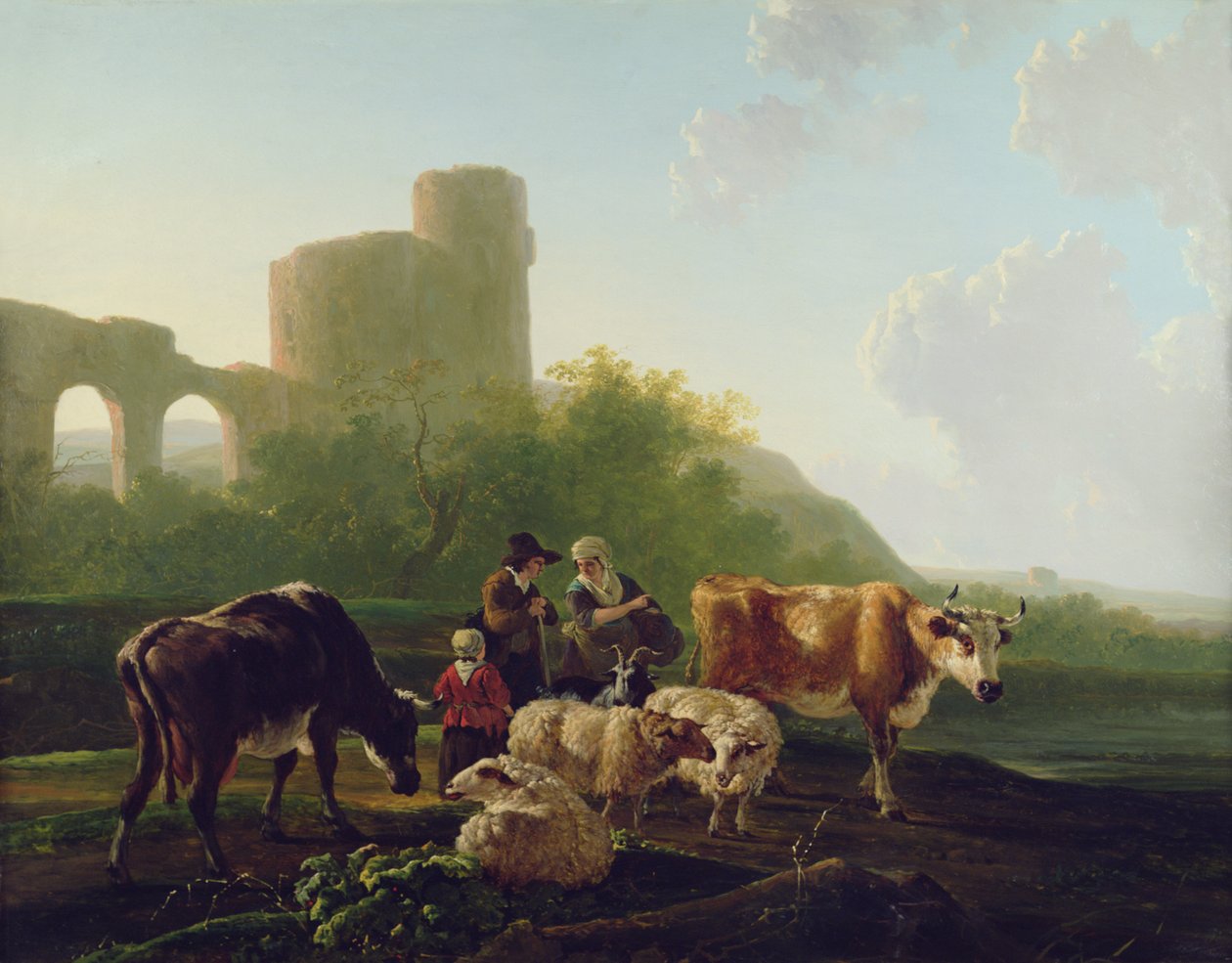 Rustika figurer med nötkreatur och får av Jacob Van Stry