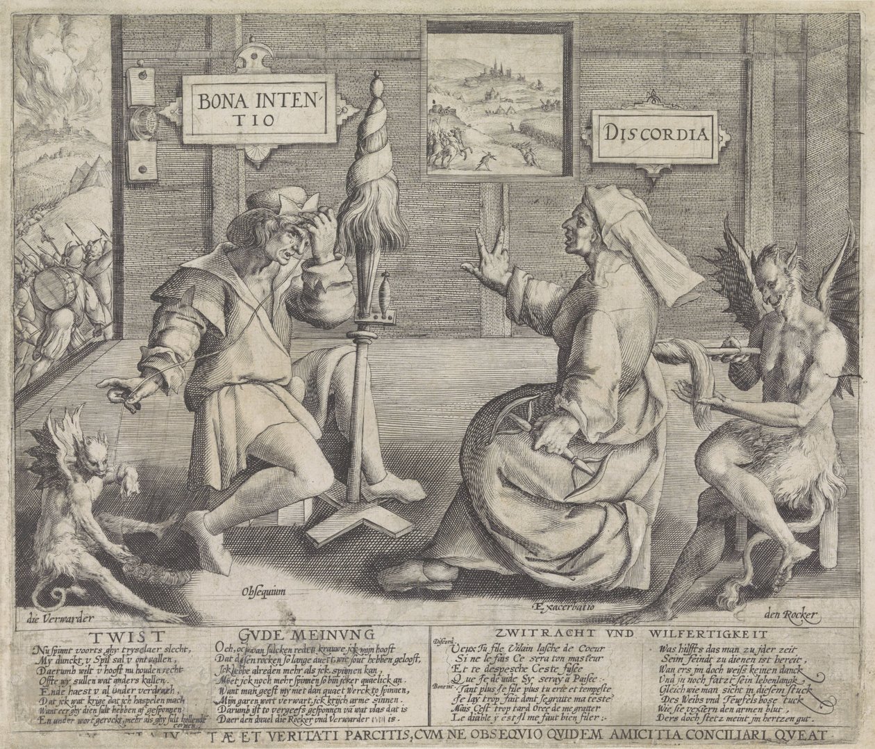 Allegori med personifieringar av goda avsikter (Bona Intentio) och Discord (Discordia) av Jacob de Gheyn (I) (circle of)