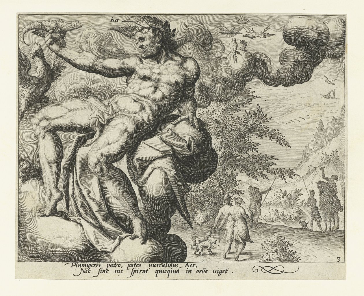 Elementet luft Aer (titel på objekt) De fyra elementen (serietitel) av Jacob de Gheyn (II) (attributed to)