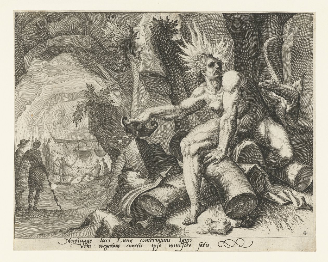 Eldelementet Ignis (titel på objekt) De fyra elementen (serietitel) av Jacob de Gheyn (II) (attributed to)