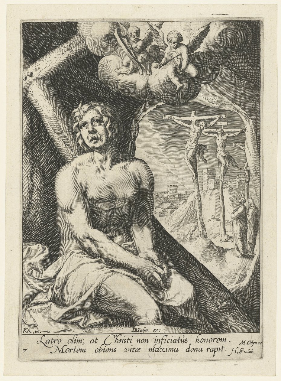 Den gode mördaren som ångerfull syndare Åtta ångerfulla syndare från Gamla och Nya testamentet (serietitel) av Jacob de Gheyn (II) (workshop of)