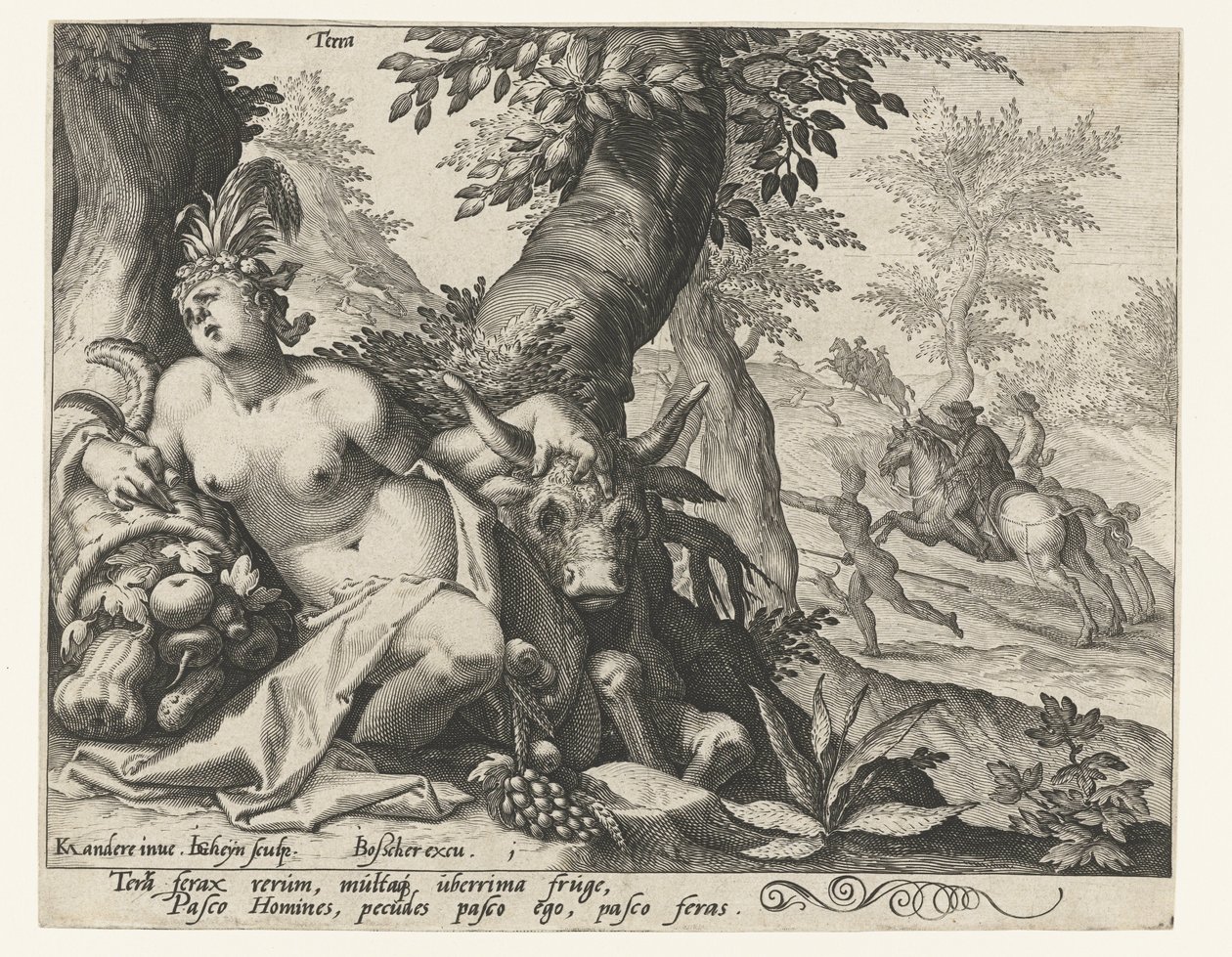 Elementet jord Terra (titel på objekt) De fyra elementen (serietitel) av Jacob de Gheyn (II)