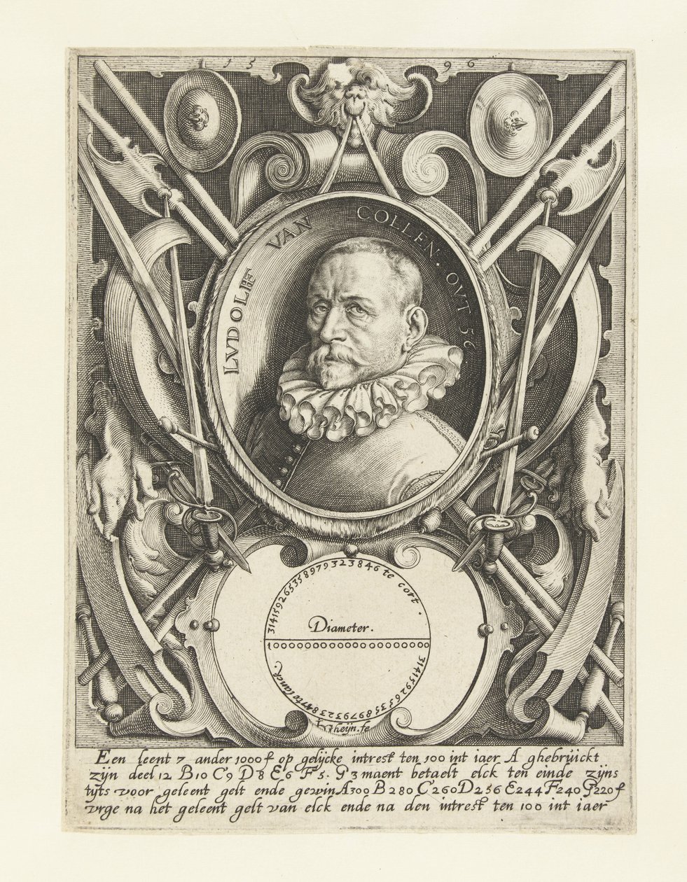 Porträtt av Ludolf van Ceulen vid 56 års ålder av Jacob de Gheyn (II)