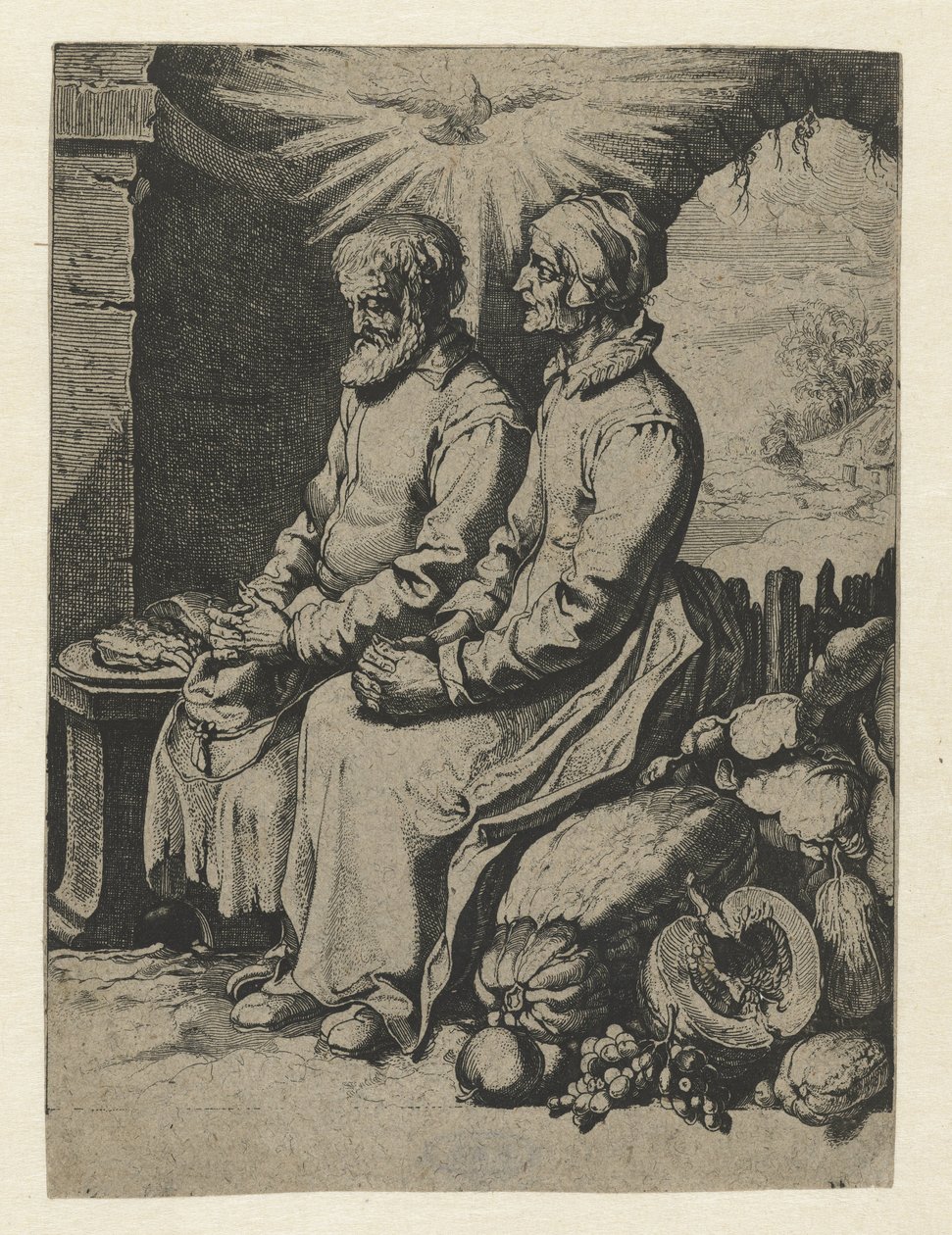 Gamla par som ber sinnesfrid paer av Jacob de Gheyn (III) (attributed to)
