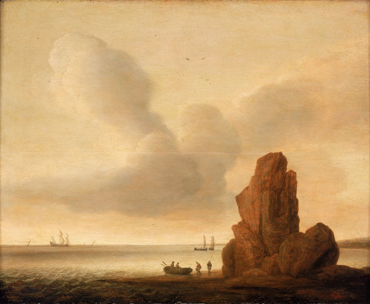 En klippa i ett lugnt hav, mitten till slutet av 1600-talet (olja på pannå) av Jacob de Gruyter