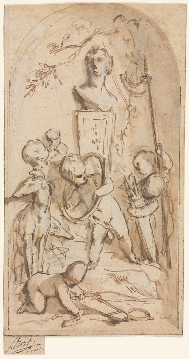 Byst av Diana med Putti och jaktegenskaper, första hälften av 1700-talet. av Jacob de Wit
