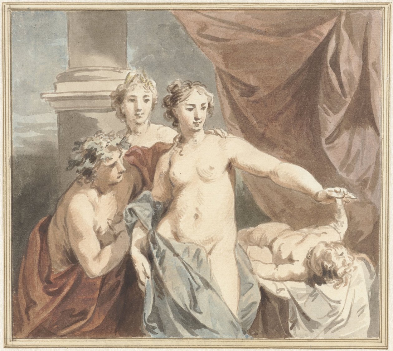 Ceres, Venus, Bacchus och sovande Amor av Jacob de Wit