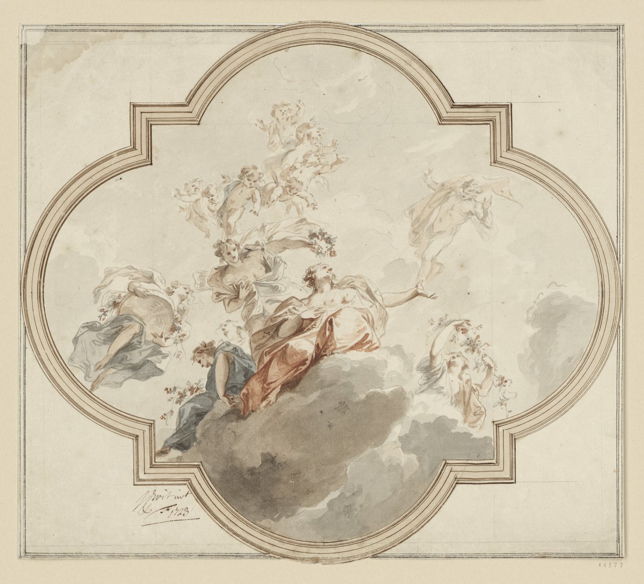 Takutkast. Zephir och Flora av Jacob de Wit
