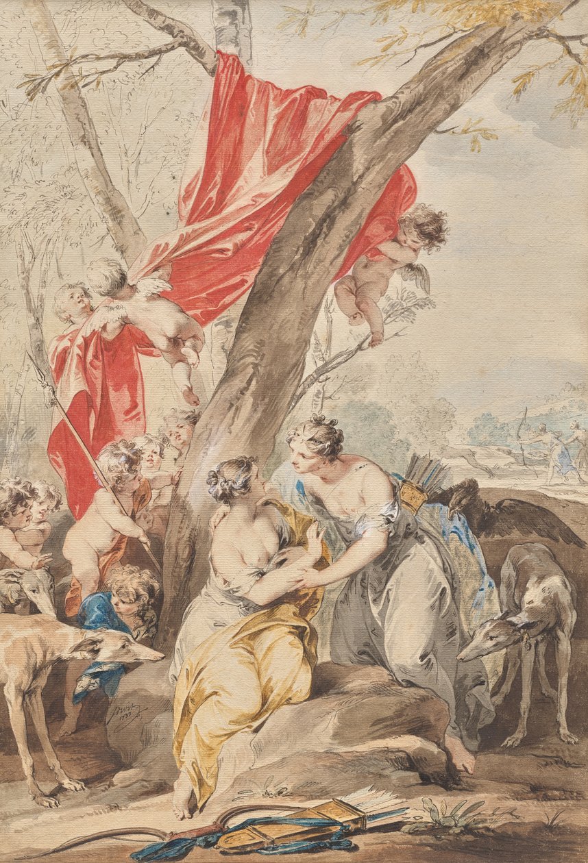 Jupiter (förklädd till Diana) och Callisto av Jacob de Wit