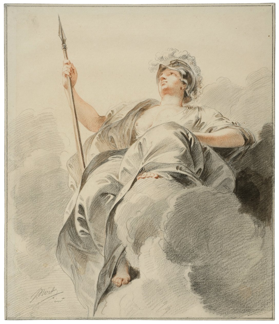 Minerva sittande på ett moln av Jacob de Wit