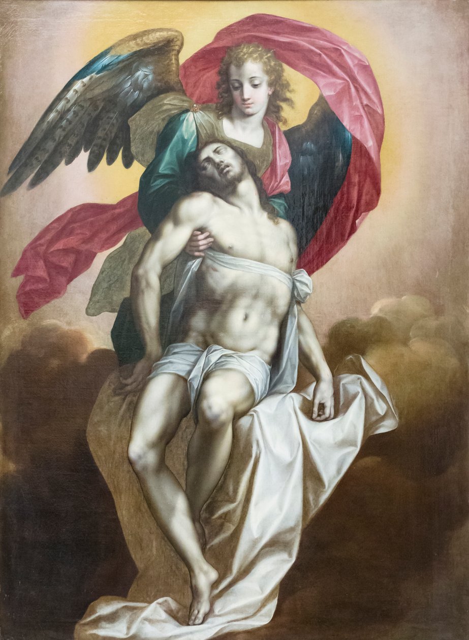 Död Kristus upprätthållen av en ängel av Jacob de the Elder Backer