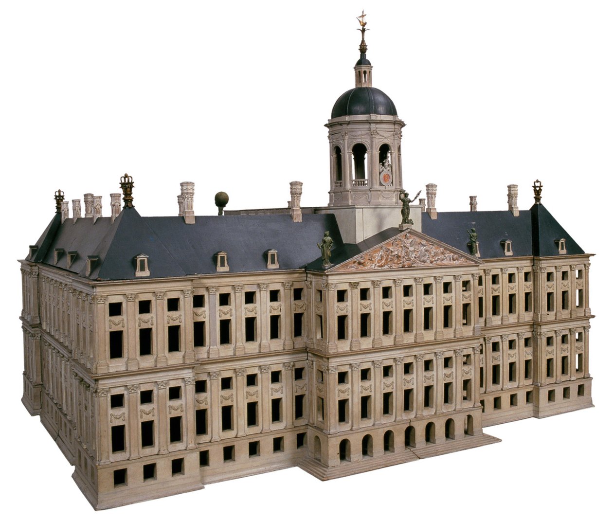 Måttfullhet. Bild på modellen av det nya rådhuset på Dam. av Jacob van Campen