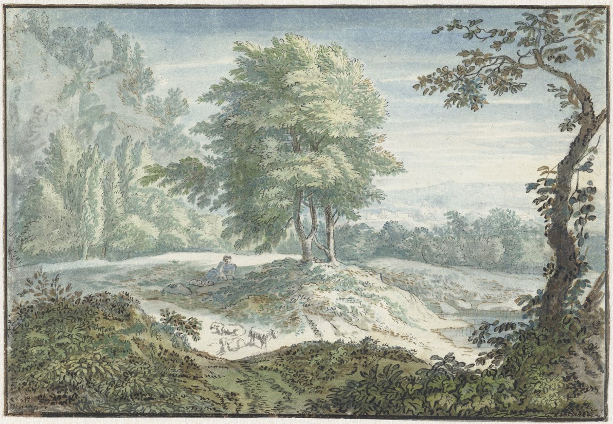 Landskap med får av Jacob van Liender