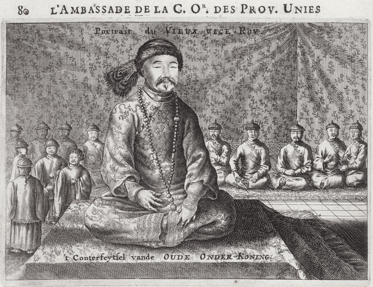 Porträtt av den gamle vicekungen, från en redogörelse för en holländsk ambassad i Kina, 1665 av Jacob van Meurs