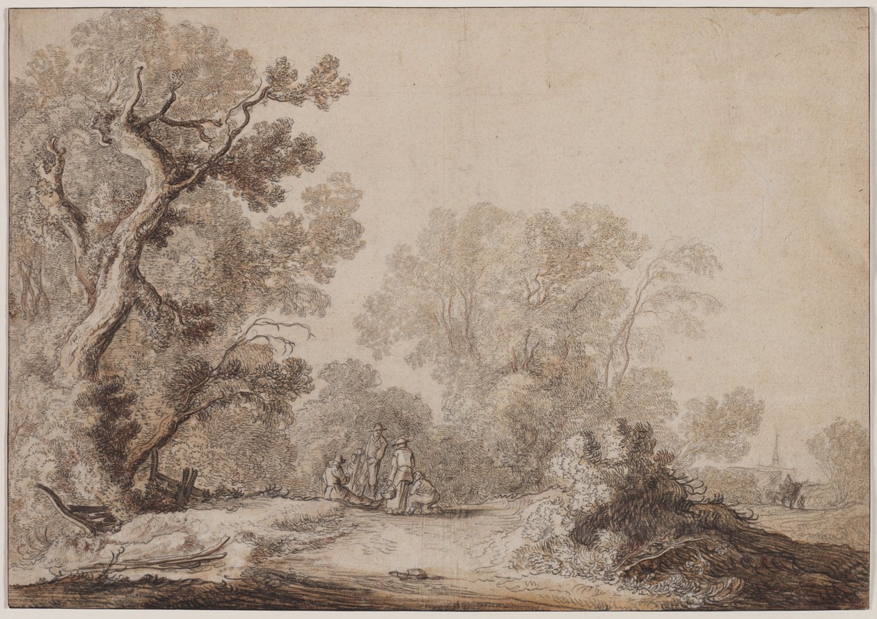 Bönder vid kanten av en skog, ca. 1630. av Jacob van Mosscher