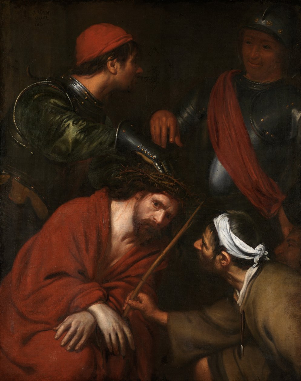 Kristus krönt med törnar (olja på duk) av Jacob van Oost