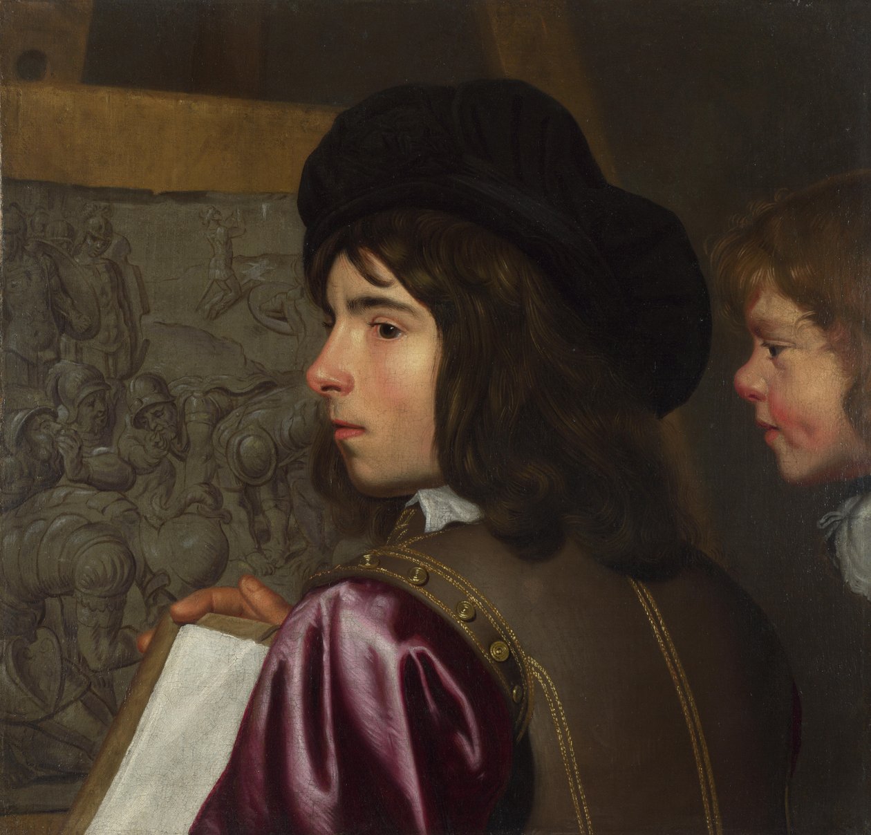 Två pojkar före ett staffli, ca. 1645 av Jacob van Oost the Elder