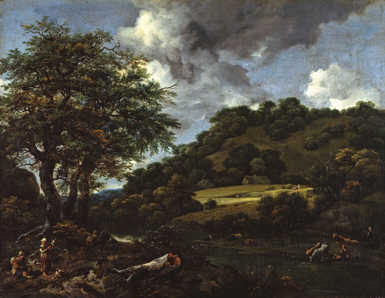 Ett kuperat landskap med höga ekar av Jacob van Ruisdael