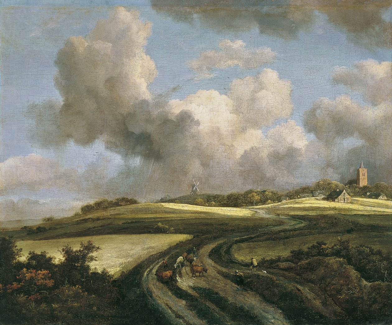 Väg genom vetefält nära Zuider Zee av Jacob van Ruisdael