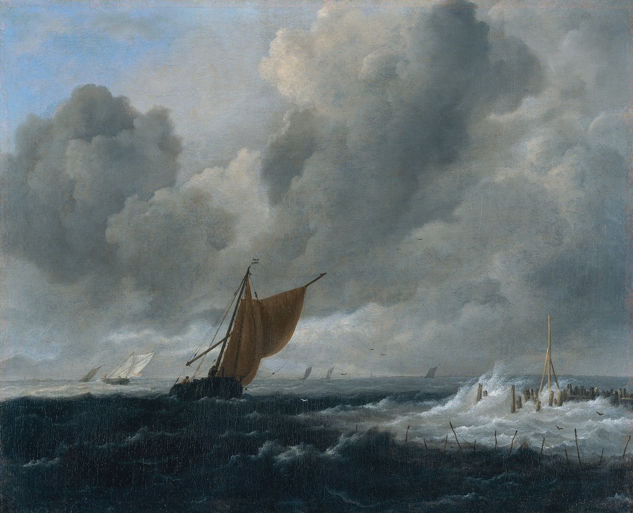 Holländska: Stormigt hav med segelfartyg Stormigt hav med segelfartyg av Jacob van Ruisdael