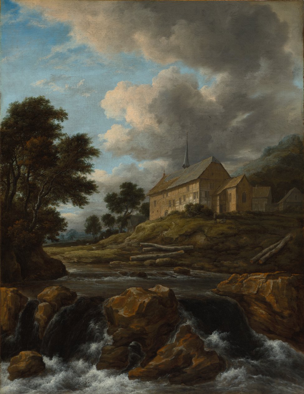 Landskap med en kyrka vid en torrent, ca. 1670. av Jacob van Ruisdael