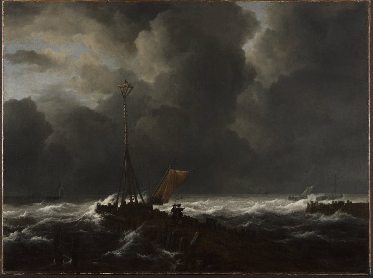 Grovt hav vid en brygga av Jacob van Ruisdael