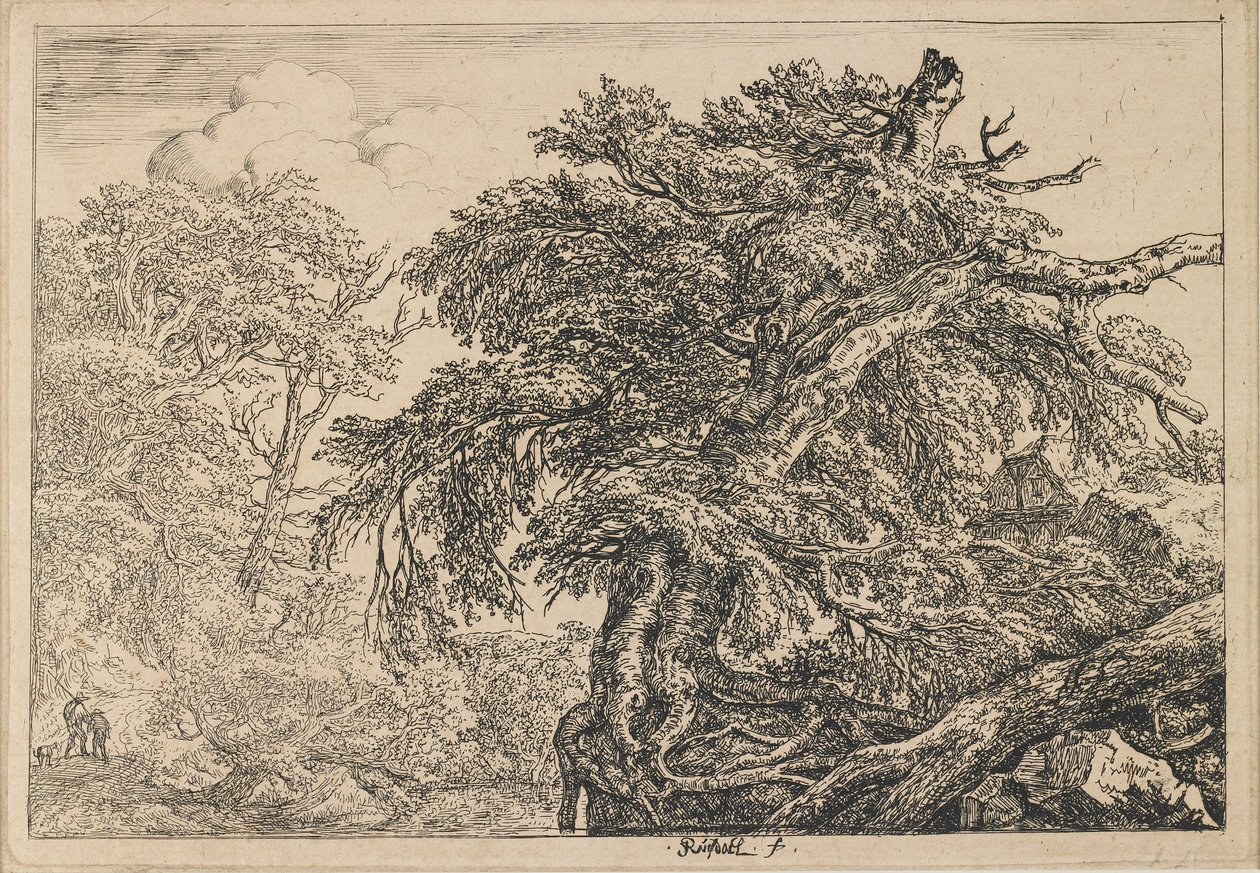 Den stora boken med två män och en hund av Jacob van Ruisdael