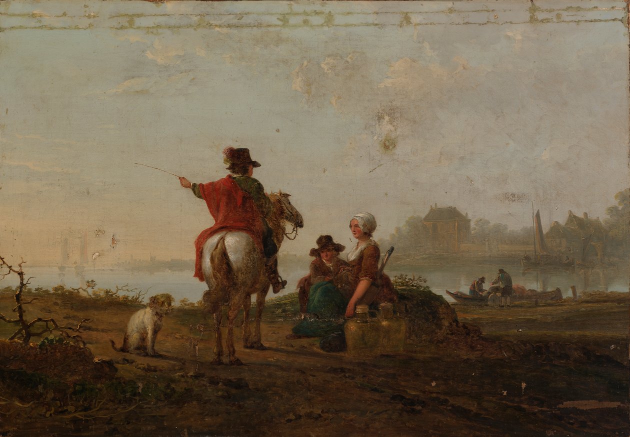 Holländskt landskap med figurer, sent 1700-tidigt 1800-tal. av Jacob van Strij