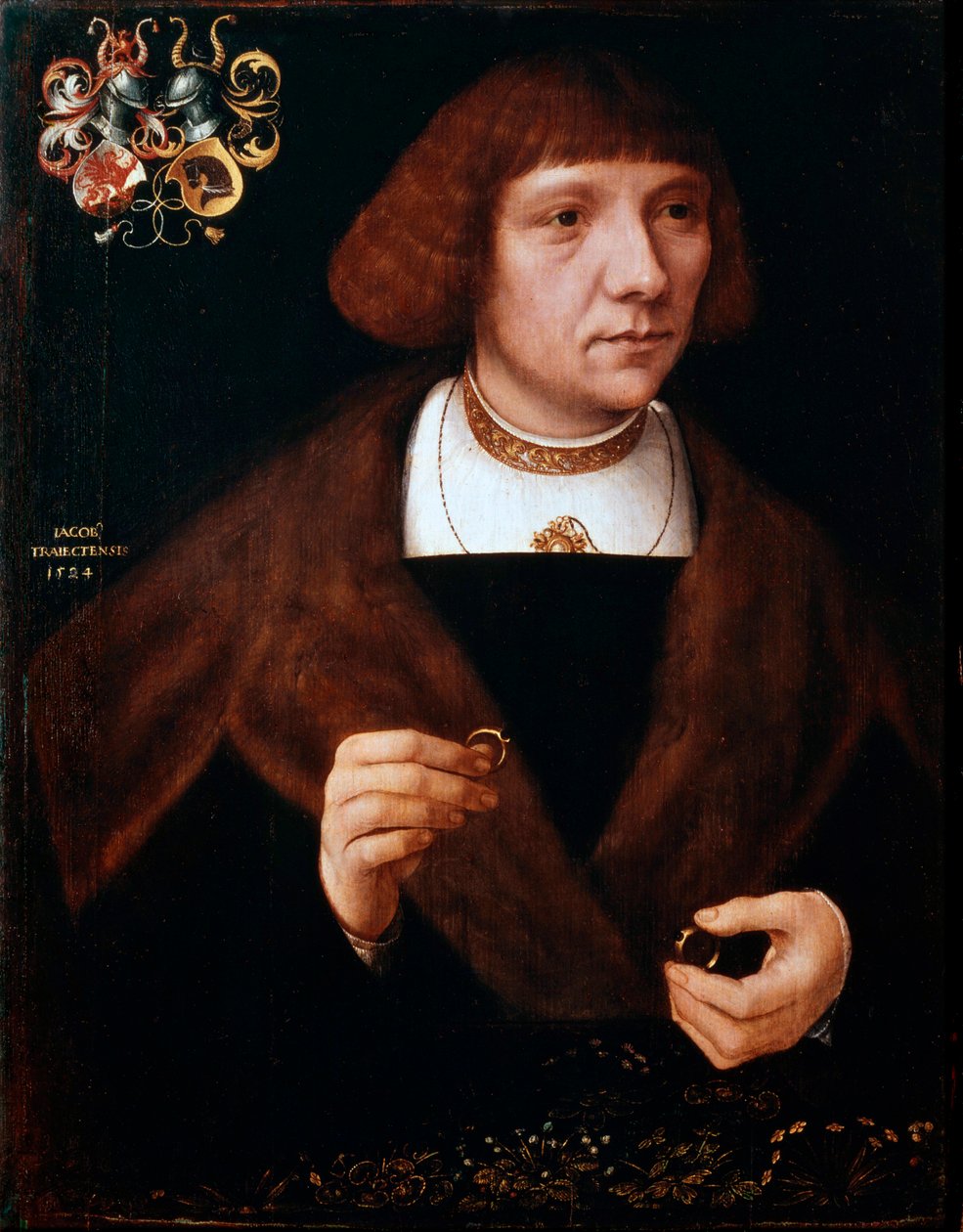 Mansporträtt med ringar, 1524. av Jacob van Utrecht
