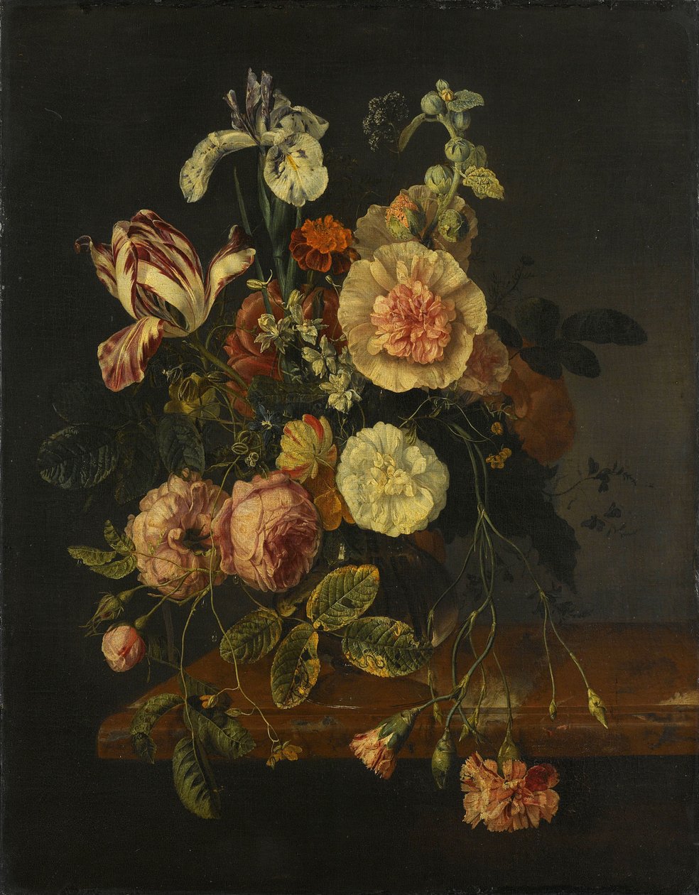 Stilleben med blommor av Jacob van Walscapelle (attributed to)