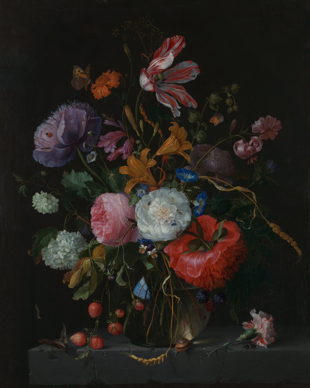 Blommor i en glasvas, ca 1670 av Jacob van Walscapelle